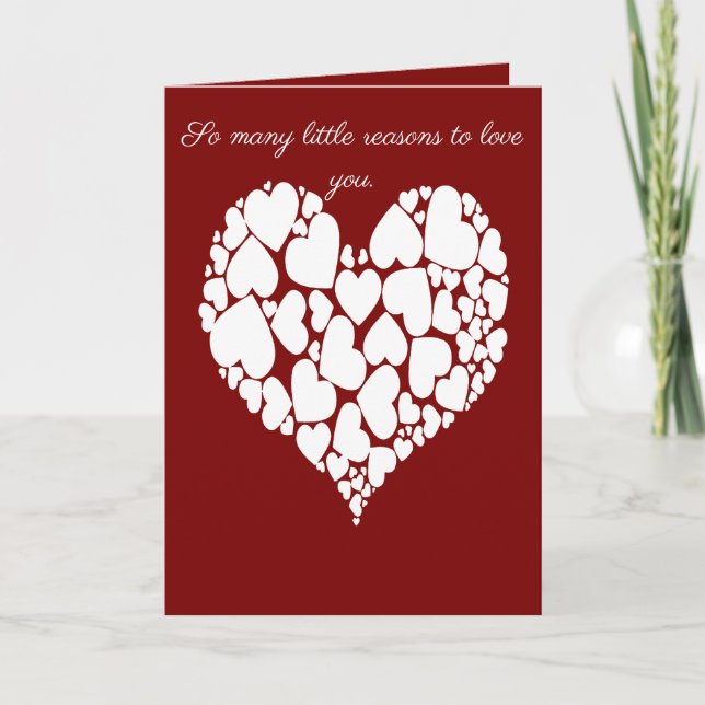 Cartão A Heart Of Hearts Romantic Design Monotone White (Frente)