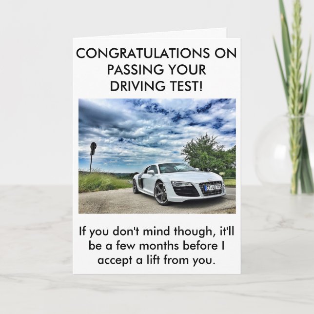 Cartão A honest driving test pass card (Frente)