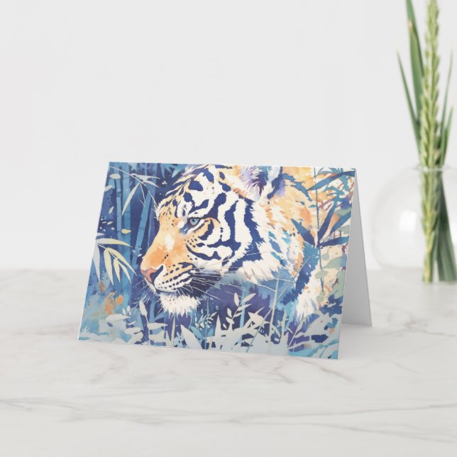 Cartão A Intensa Esteira do Tigre das Sombras da Selva (Frente)