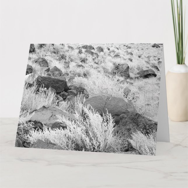 Cartão A lava de basalto balança a foto preto e branco do (Frente)