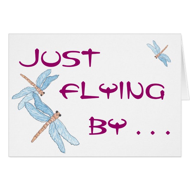 Cartão A libélula azul voa perto (Frente Horizontal)