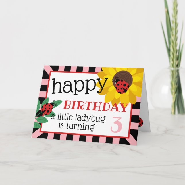 Cartão A Little Ladybug Happy Birthday (Frente)
