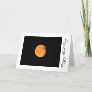 Cartão A lua amarela grande; Feliz aniversario