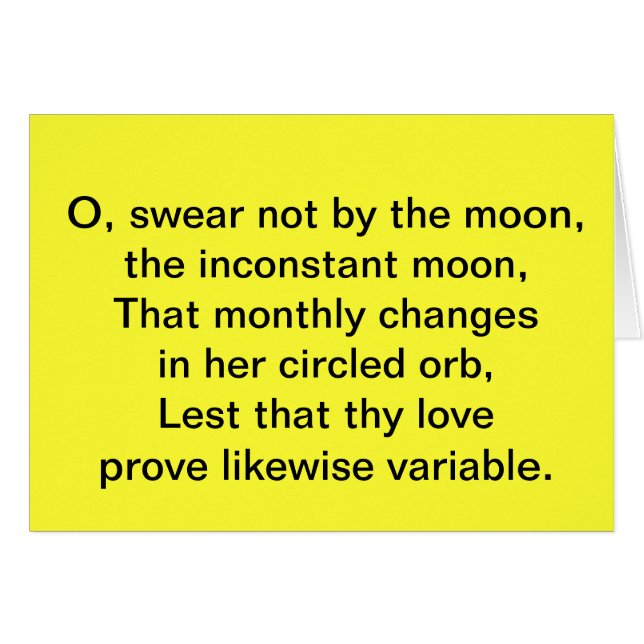 Cartão A lua inconstant - amor constante (Frente horizontal)