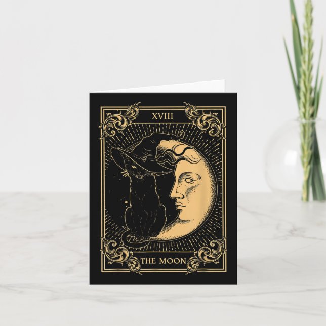 Cartão A Lua Tarot Xvii Inspirou A Bruxa Negra Hat (Frente)