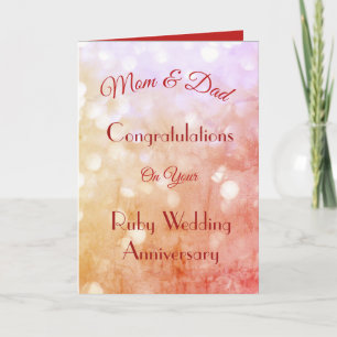 Cartão A Mãe e o Pai Ruby Aniversário.