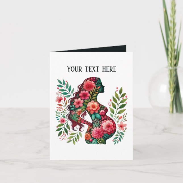 Cartão A mãe grávida Elegante adiciona texto para qualque (Frente)