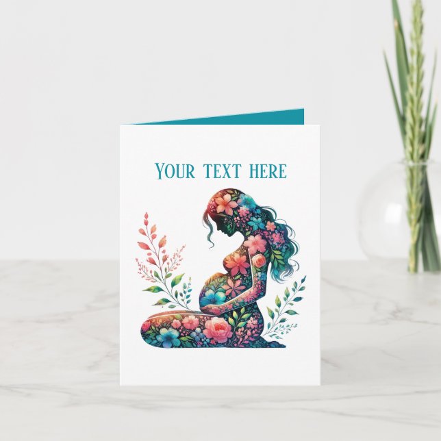 Cartão A mãe grávida Elegante adiciona texto para qualque (Frente)