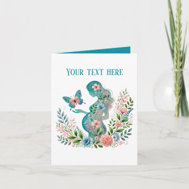 Cartão A mãe grávida Elegante adiciona texto para qualque (Frente)