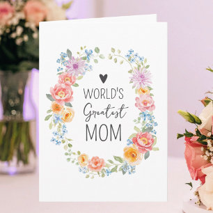 Cartão A Maior Mãe do Mundo Floral Colorido Dia das Mães