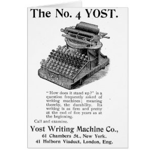 Cartão A máquina da escrita do no. 4 Yost