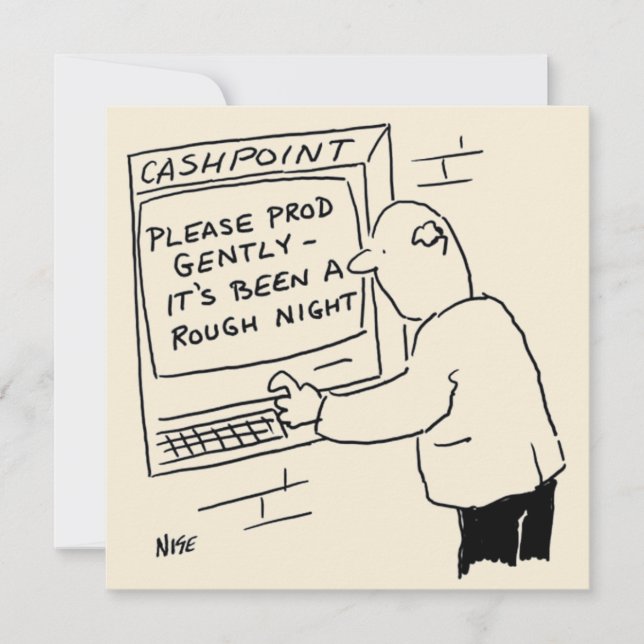 Cartão A Máquina de Caixa Diz - "Prod Gently" (Por Favor, (Frente)