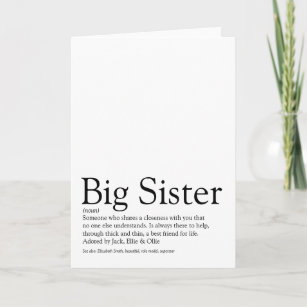Cartão A melhor definição de irmã do mundo, preto e branc