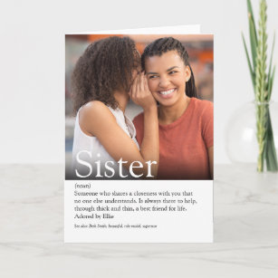 Cartão A melhor foto de definição de irmã do mundo