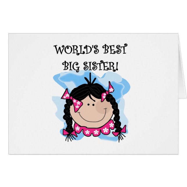 Cartão A melhor irmã mais velha do mundo de cabelo preto (Frente Horizontal)