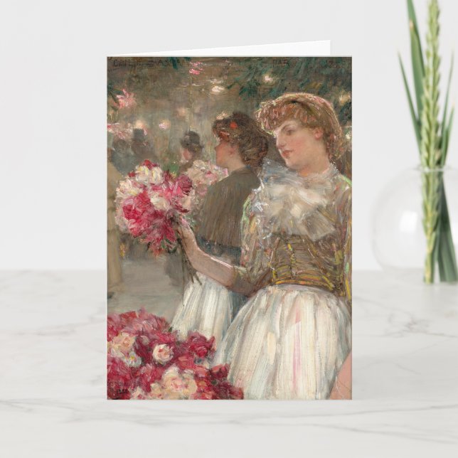 Cartão A Menina das Peônias | Childe Hassam (Frente)