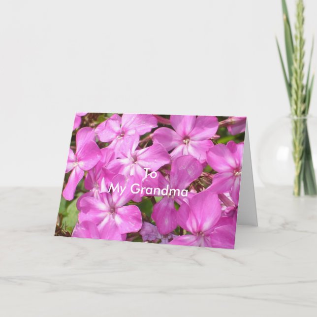 Cartão À Minha Avó, Aniversário Bonito Flores Rosa (Frente)