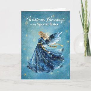 Cartão À Minha Irmã Bênçãos de Natal Anjo de Luz