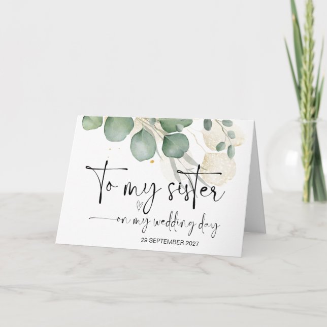 Cartão À Minha Irmã no Dia do Casamento Obrigado Noiva. (Frente)