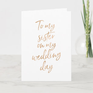 Cartão À minha irmã no meu casamento Na moda