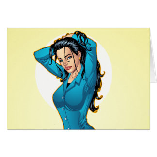 Cartão A mulher de negócio que puxa para cima seu cabelo