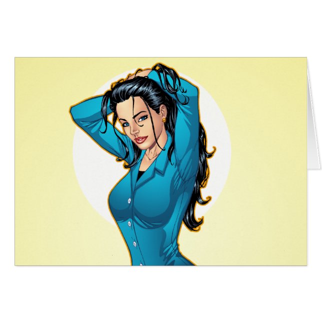 Cartão A mulher de negócio que puxa para cima seu cabelo (Frente Horizontal)