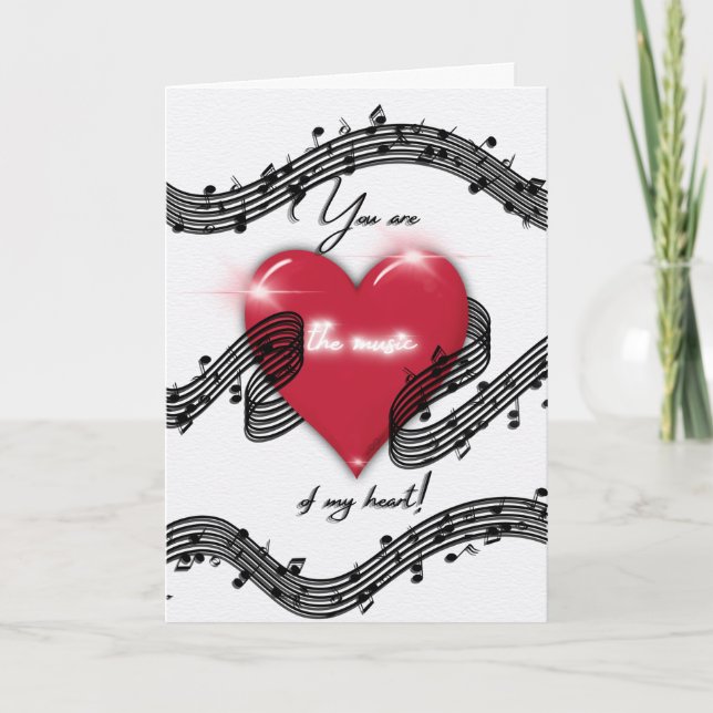 Cartão A música do meu Dia de os namorados cardíaco (Frente)