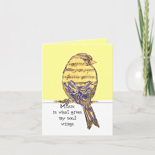 Cartão A música é o que me dá as almas do Bird (Frente)