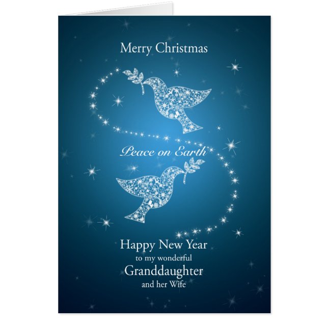 Cartão A neta e a esposa, Doves Natal (Frente)