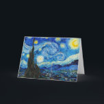 Cartão A Noite Estrelada | Van Gogh |<br><div class="desc">A Noite Estrelada é uma pintura a óleo na canvas do pintor holandês Poste-impressionista Vincent van Gogh. Pintado em junho de 1889, ele mostra a visão da janela voltada para leste de sua sala de asilo na Santo-Rémy-de-Provence, pouco antes do nascer do sol, com a adição de uma vila imaginária....</div>