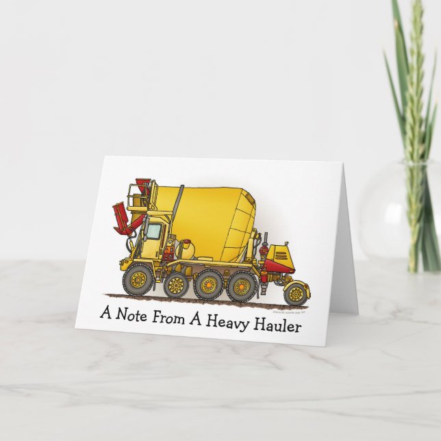 Cartão A Note From... Cement Mixer Truck Note Card (Frente)