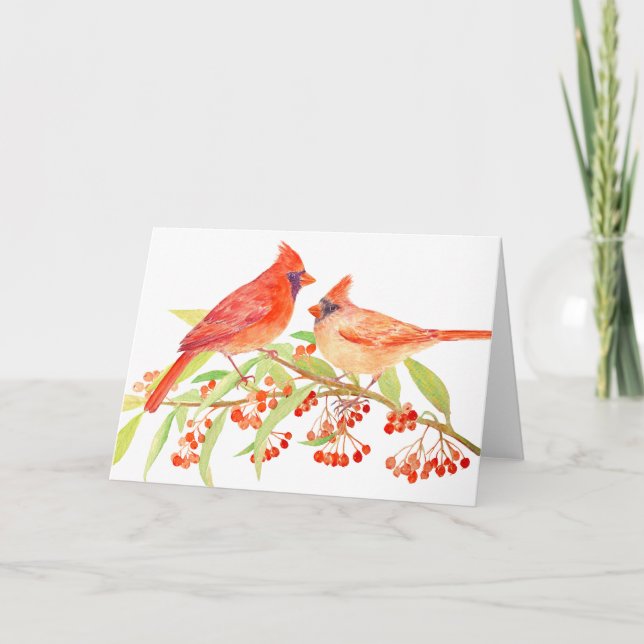 Cartão A pair of cardinals Greeting Card (Frente)