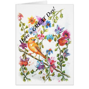 CARTÃO A PATA IMPRIME O PÁSSARO AMARELO