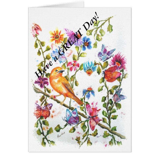 CARTÃO A PATA IMPRIME O PÁSSARO AMARELO (Frente)