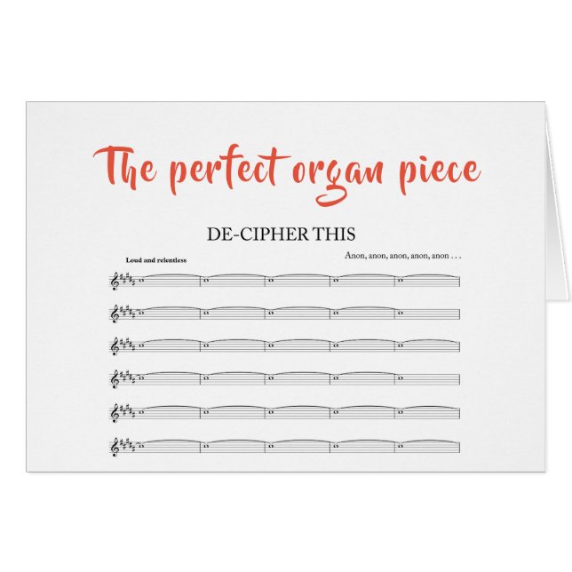 Cartão A peça de órgão perfeita (Frente Horizontal)