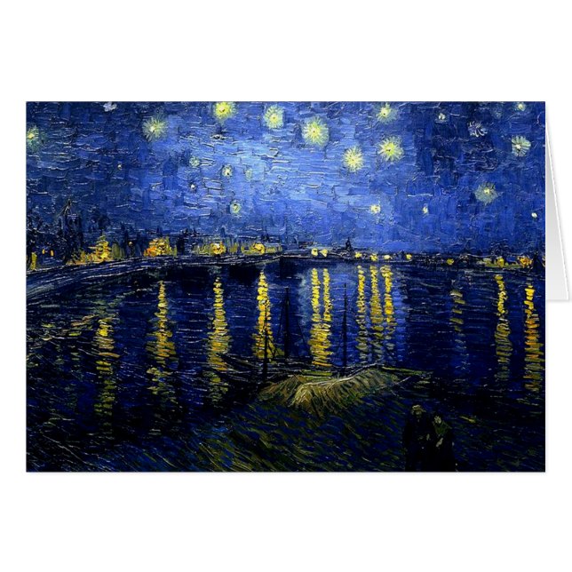 Cartão A pintura de Van Gogh, Noite Estrelada sobre o Ród (Frente horizontal)