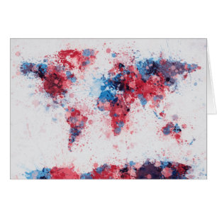 Cartão A pintura do mapa do mundo espirra