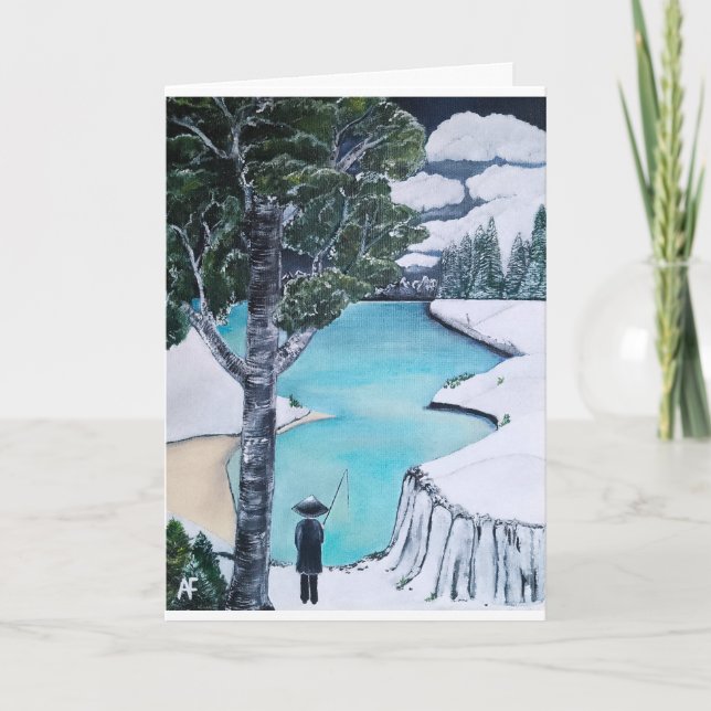 Cartão A pintura do pescador por Alfred Fox (Frente)