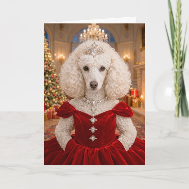 Cartão A Poodle Christmas Holiday Card (Frente)