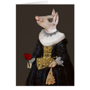 Cartão A princesa da maruca - Leitão antropomórfico