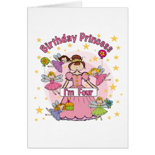 Cartão A princesa Eu do aniversário é quatro t-shirt e pr