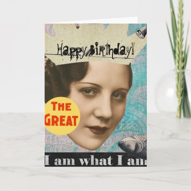 Cartão A Rainha de Peixe Excelente Collage, Aniversário (Frente)