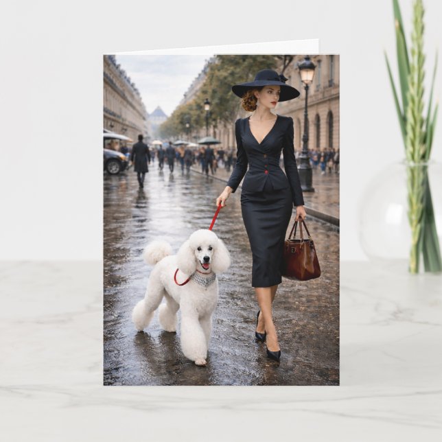 Cartão A Rainy Day In Paris, Poodle Blank Card (Frente)