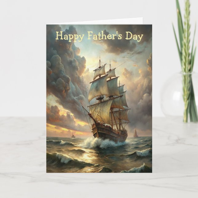 Cartão A sailing ship in the ocean Father's Day (Frente)