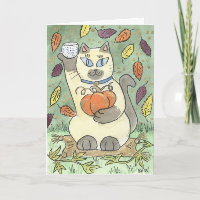 Cartão A Sake Toast to Harvest Time with Verse Inside (Frente)