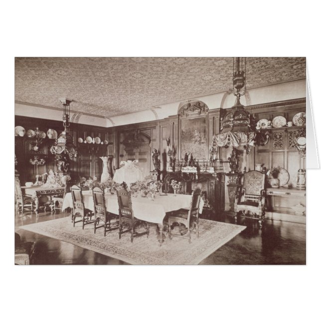 Cartão A Sala de Jantar, Wickham Hall, Kent, 1897 (Frente Horizontal)