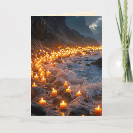 Cartão A sea of candlelight on the beach, Condolence Card