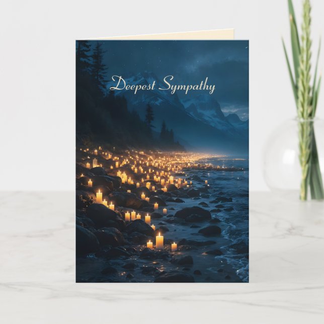 Cartão A sea of candlelights on the beach in the dark (Frente)