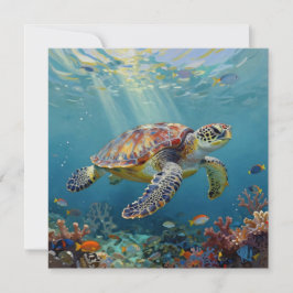 Cartão A Sea Turtle Themed Blank