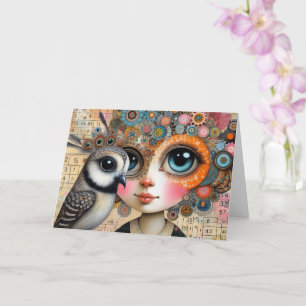 Cartão A Senhora das Aves Colage Todas As Ocasiões